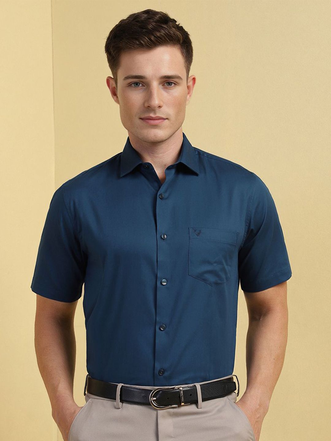 Allen Solly Men Spread Collar Solid Cotton Formal Shirt-picture-28
