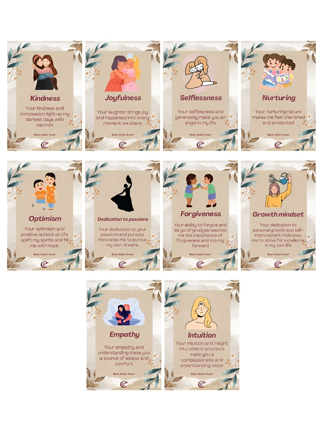 eCraftIndia Beige and White 10 Pieces Messages Greeting Cards-image-17