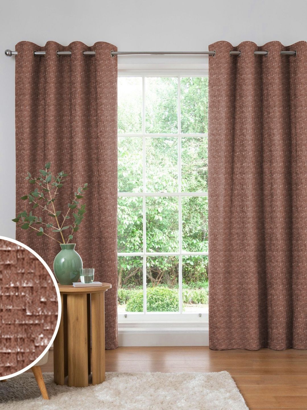 Nefertiti Home Rust 2 Pieces Self Design Black Out Long Door Curtains-image-35