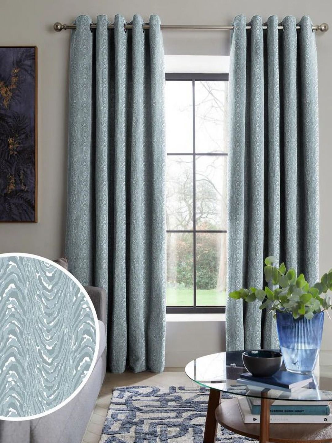 Nefertiti Home Grey 2 Pieces Self Design Black Out Long Door Curtains-image-43