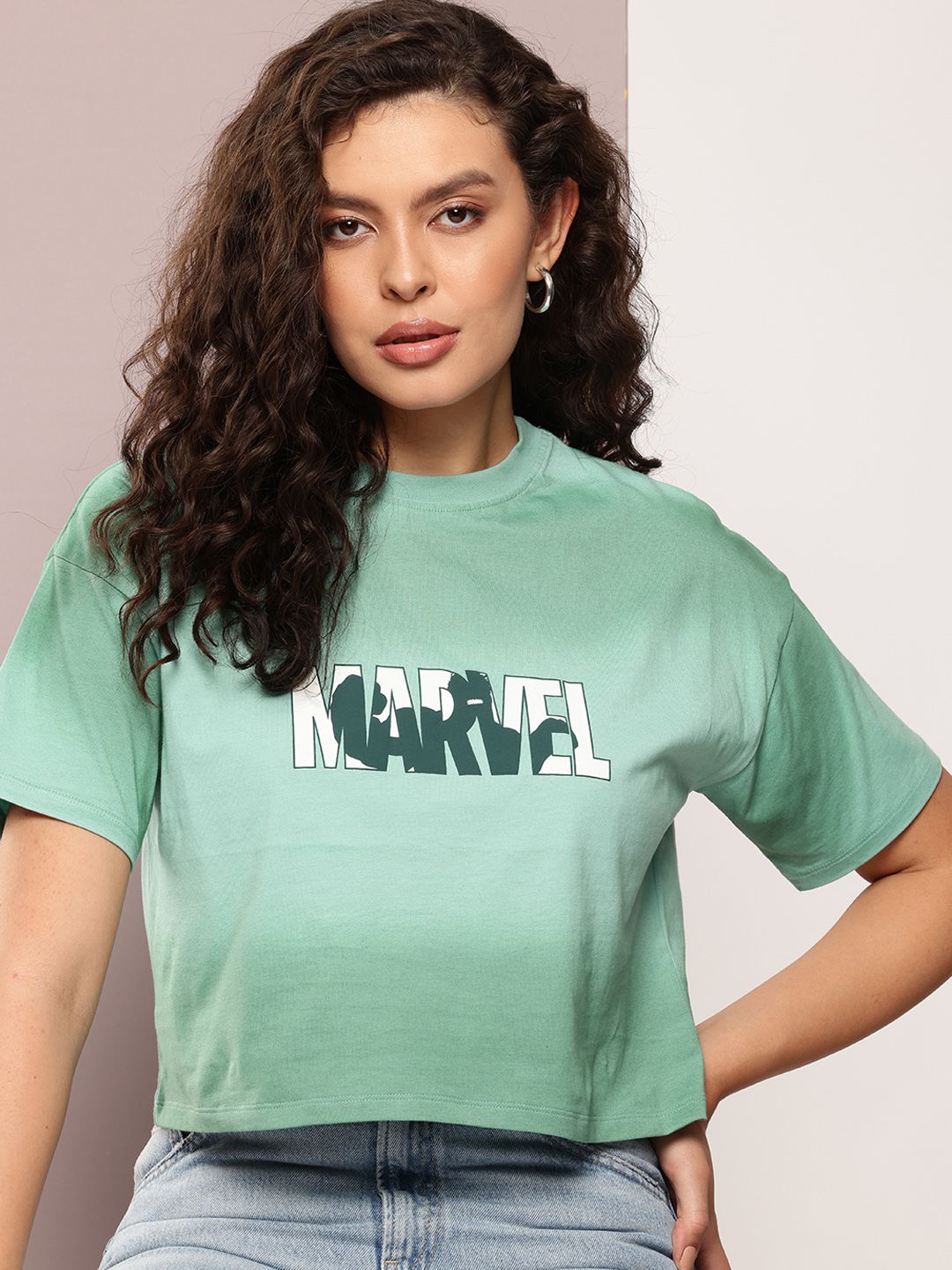 kook n keech marvel Kook N Keech Boxy Fit Marvel Hulk Printed Dyed Effect Crop Pure Cotton T-shirt-picture-38