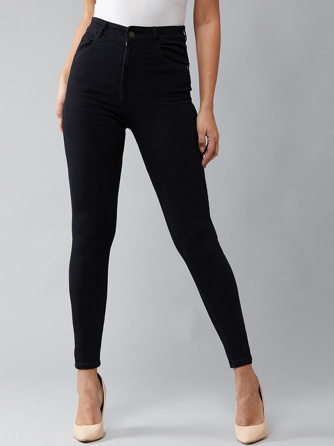 DOLCE CRUDO Women Skinny Fit High-Rise Heavy Fade Stretchable Jeans-picture-28