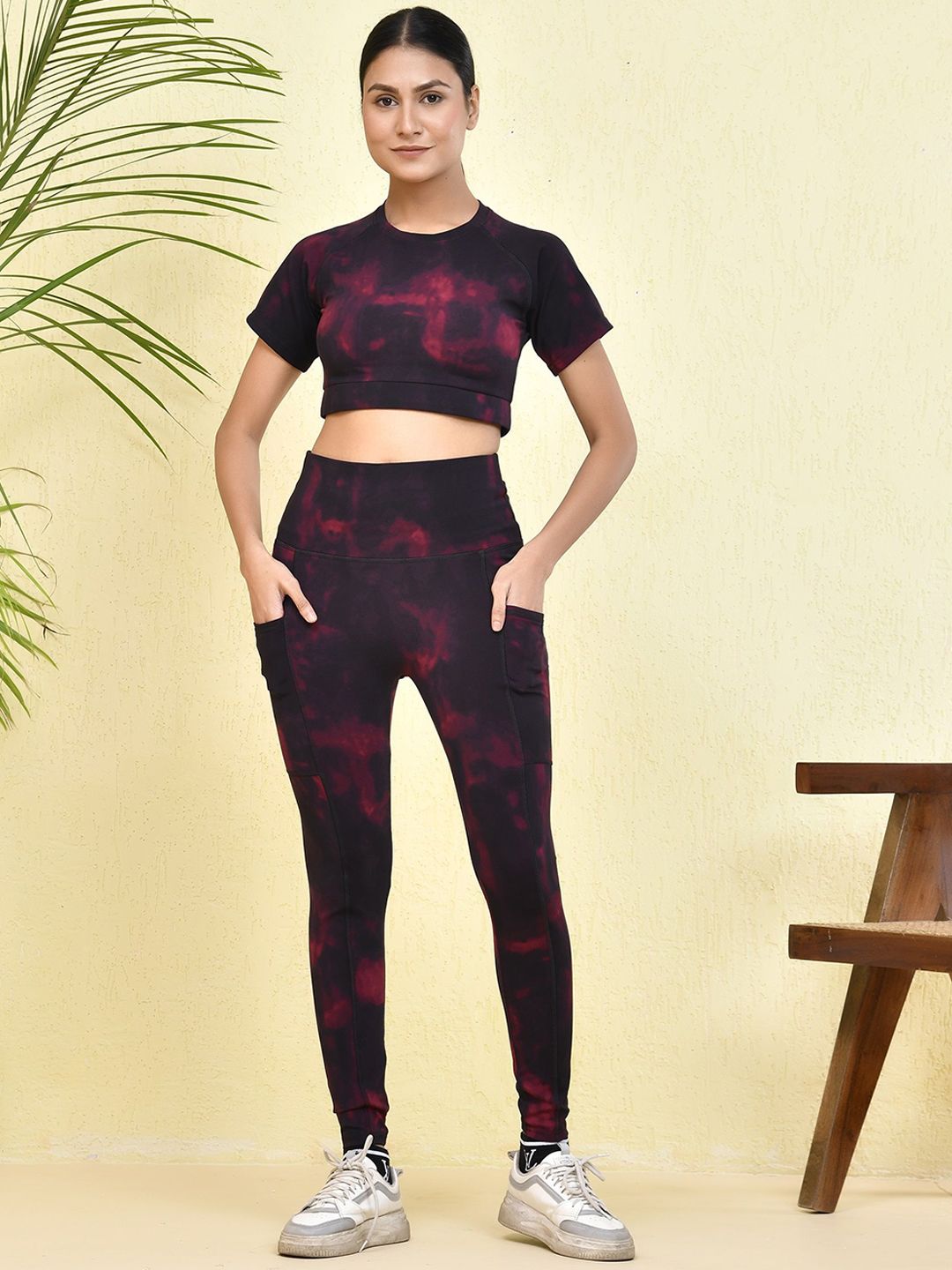 SSoShHub Tie and Dye Printed Round Neck T-shirt & Leggings-picture-53