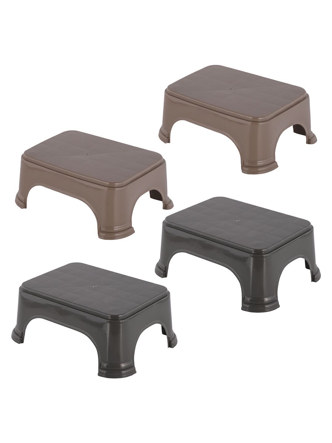 Kuber Industries 4-Pcs Grey & Brown Strong Durable Bathroom Stools-image-42