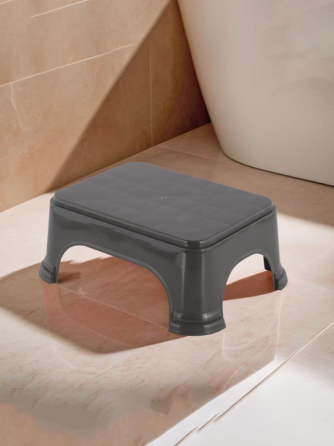 Kuber Industries Grey Durable Square Bathroom Stool