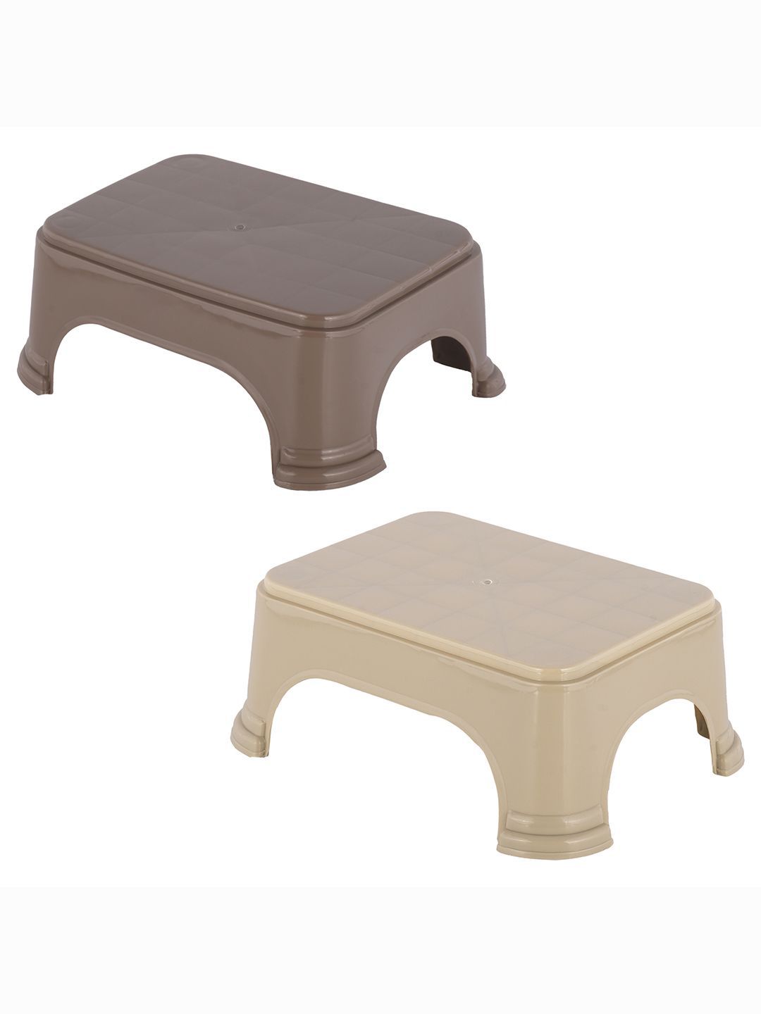Kuber Industries 2-Pcs Beige & Brown Strong Durable Bathroom Stools-image-22