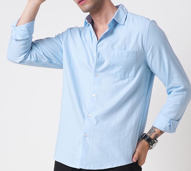 Men's Red Standard Spread Collar Solid Cotton Casual Shirt