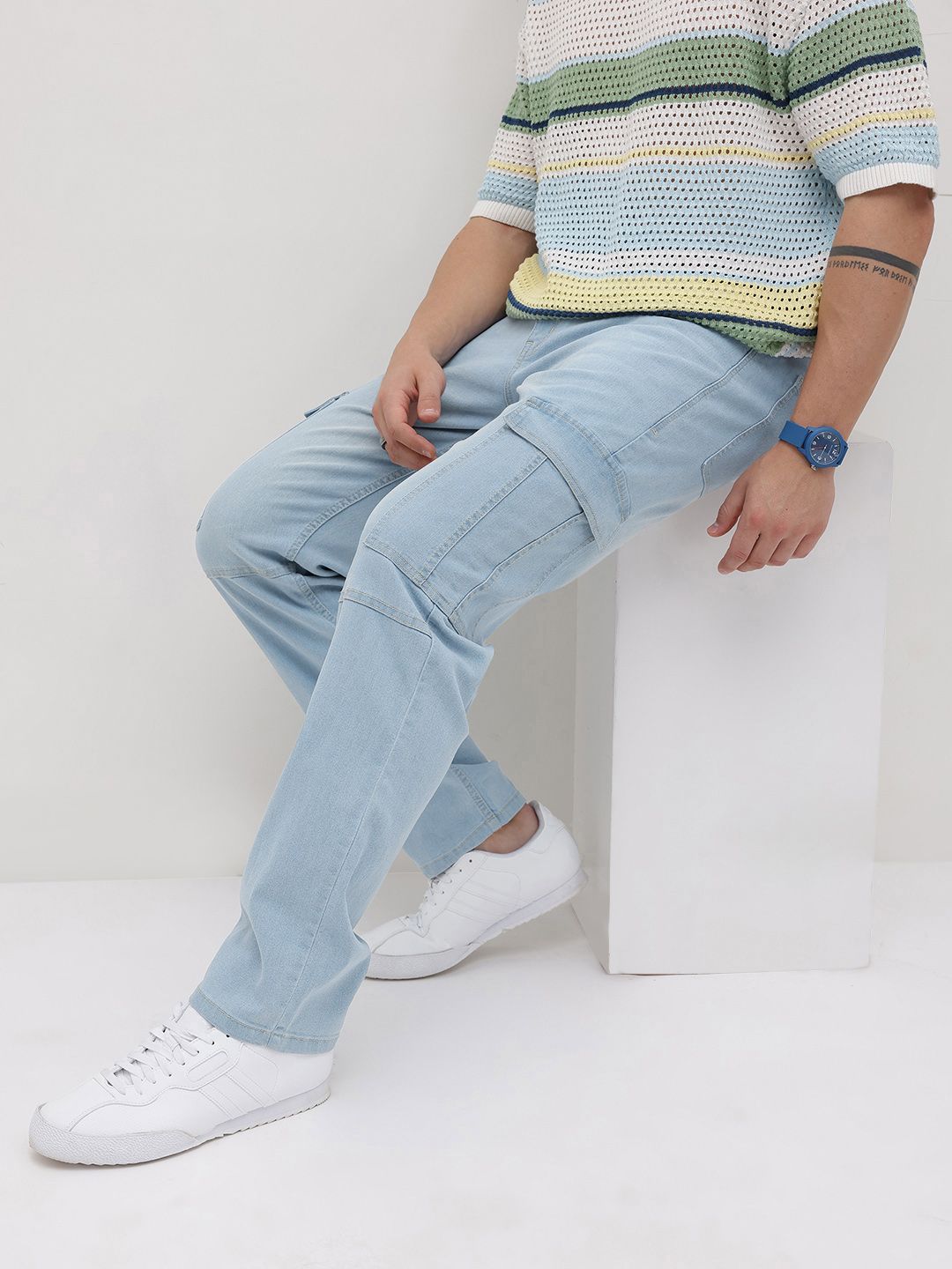 The Roadster Life Co. Men Relaxed Fit Paneled Stretchable Cargos-picture-29