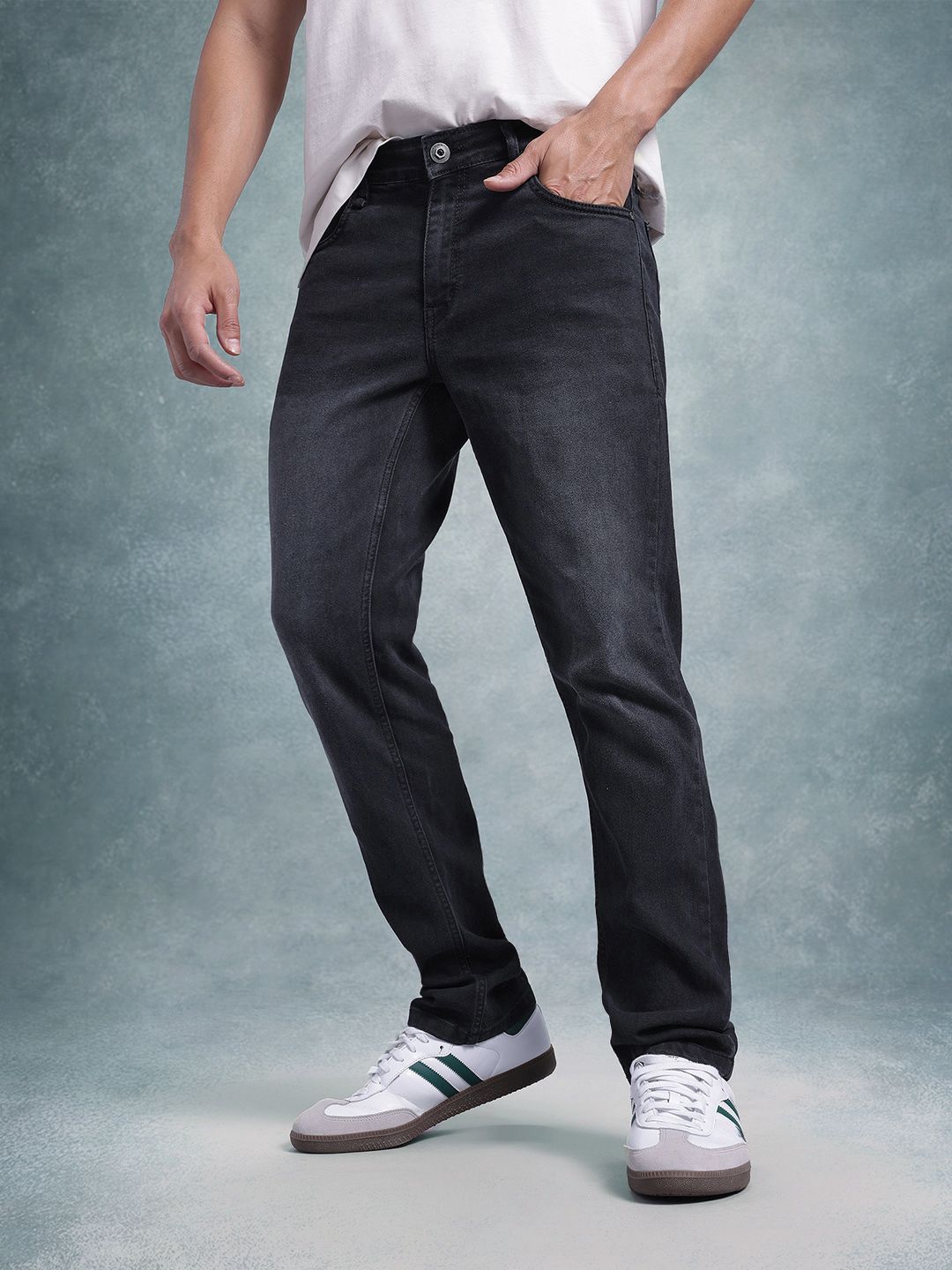 The Roadster Life Co. Men Mid-Rise Slim Fit Light Fade Stretchable Jeans-picture-32