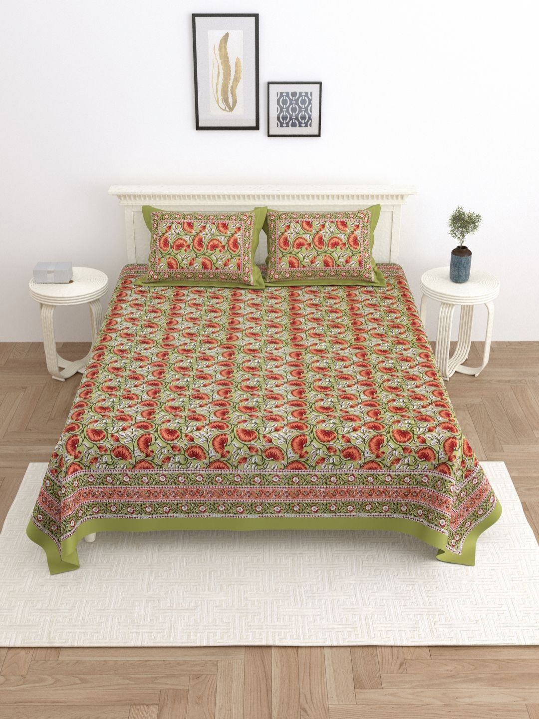 Wayne Martin Multicoloured Floral 330 TC King Bedsheet with 2 Pillow Covers-picture-17