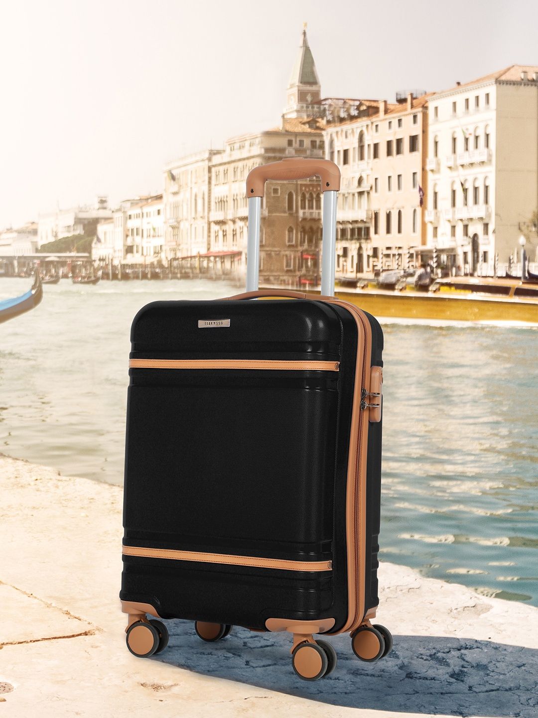 Teakwood Leathers Unisex Textured Hard Cabin Suitcase Trolley Bag- 38L-picture-22