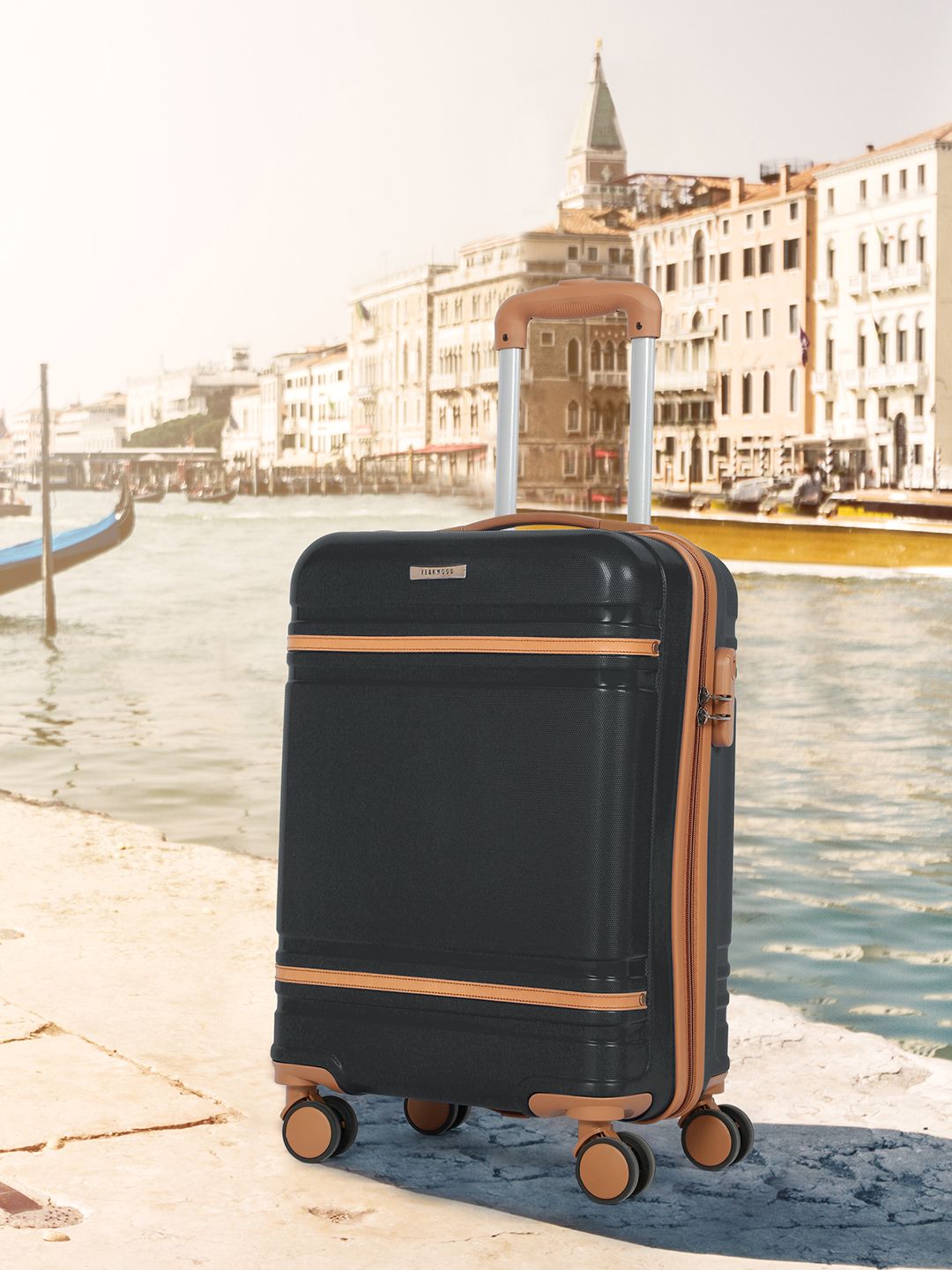 Teakwood Leathers Unisex Textured Hard Cabin Suitcase Trolley Bag- 38L-picture-27