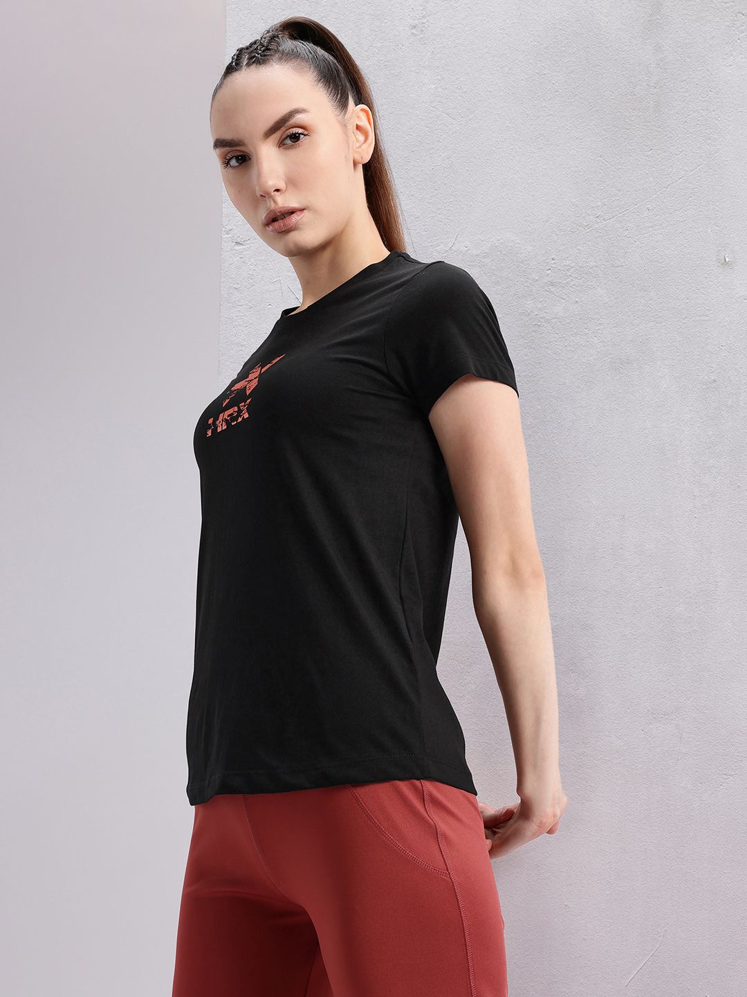 HRX by Hrithik Roshan Brand Logo Print Training T-shirt-picture-23