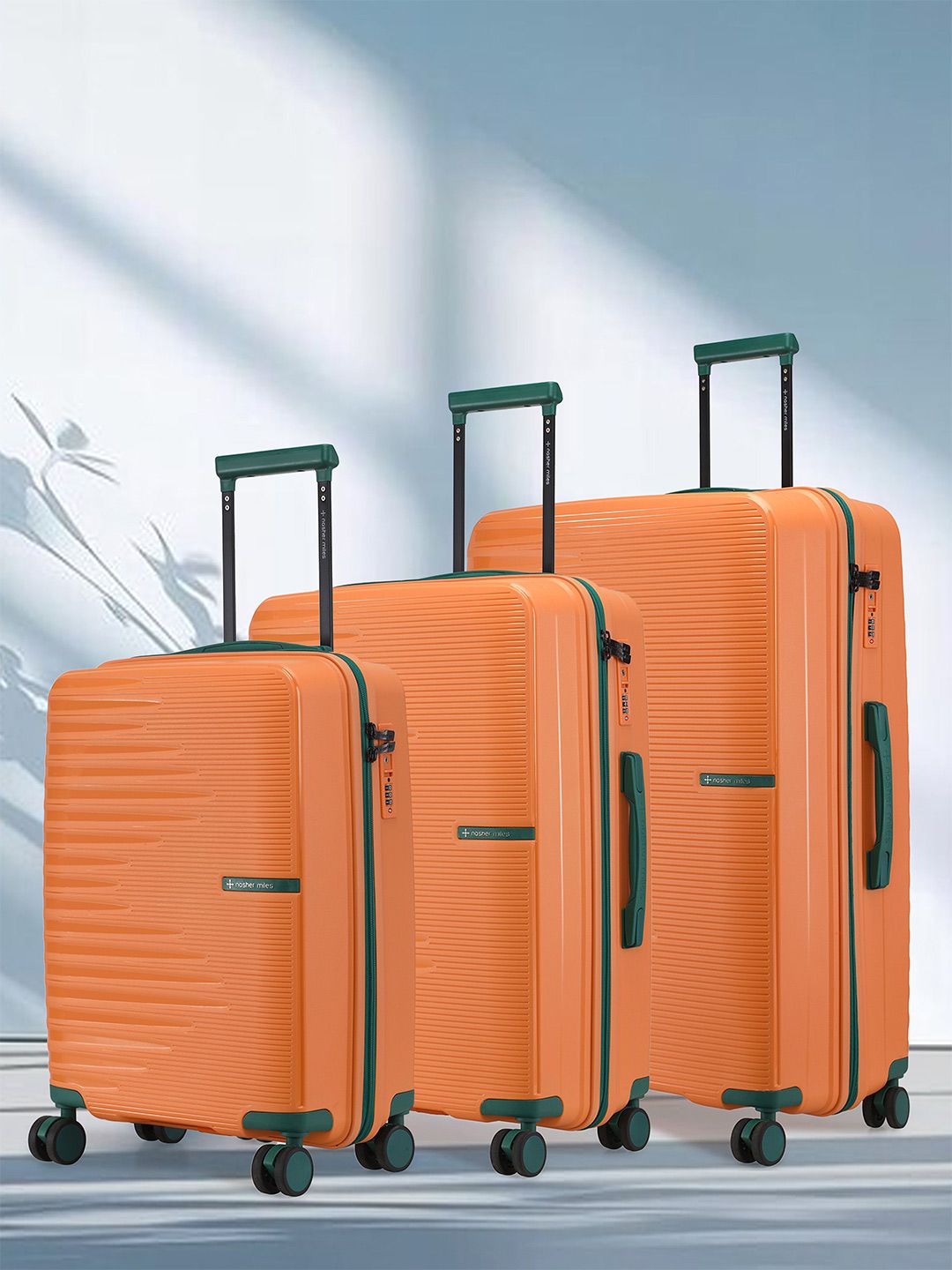 Nasher Miles Havelock Polypropylene TSA Lock Set of 3 S/M/L Orange Trolley Bags 55-65-75cm-picture-23