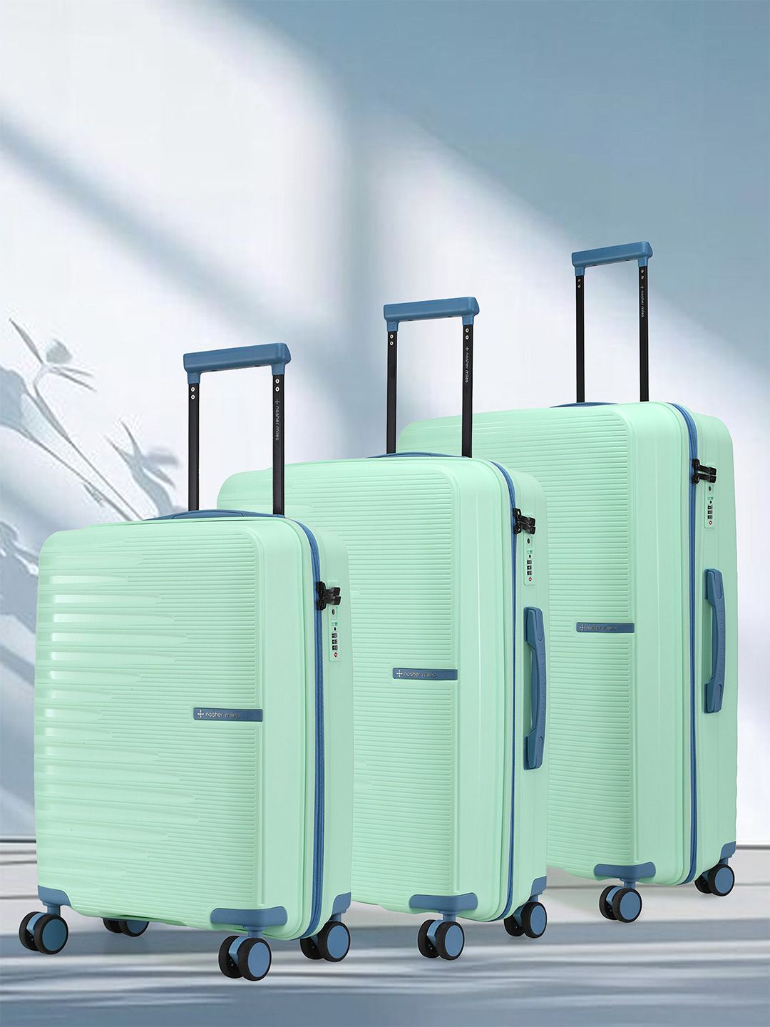 Nasher Miles Havelock Polypropylene Set of 3 S/M/L Cyan Green Trolley Bags 55-65-75cm-picture-24