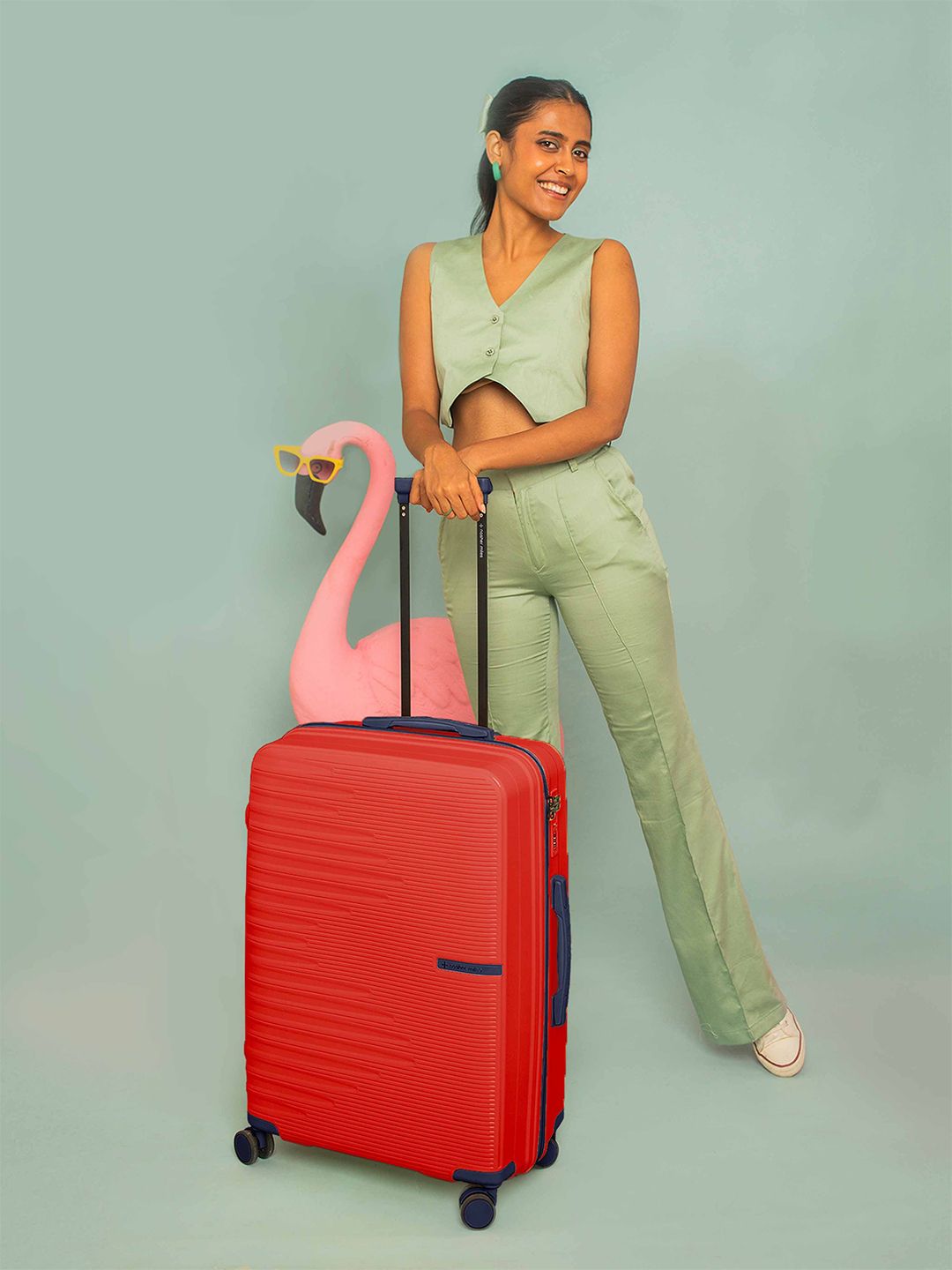 Nasher Miles Havelock Polypropylene TSA Lock Medium Red Trolley Bag - 24 Inch (65 cm)-image-46