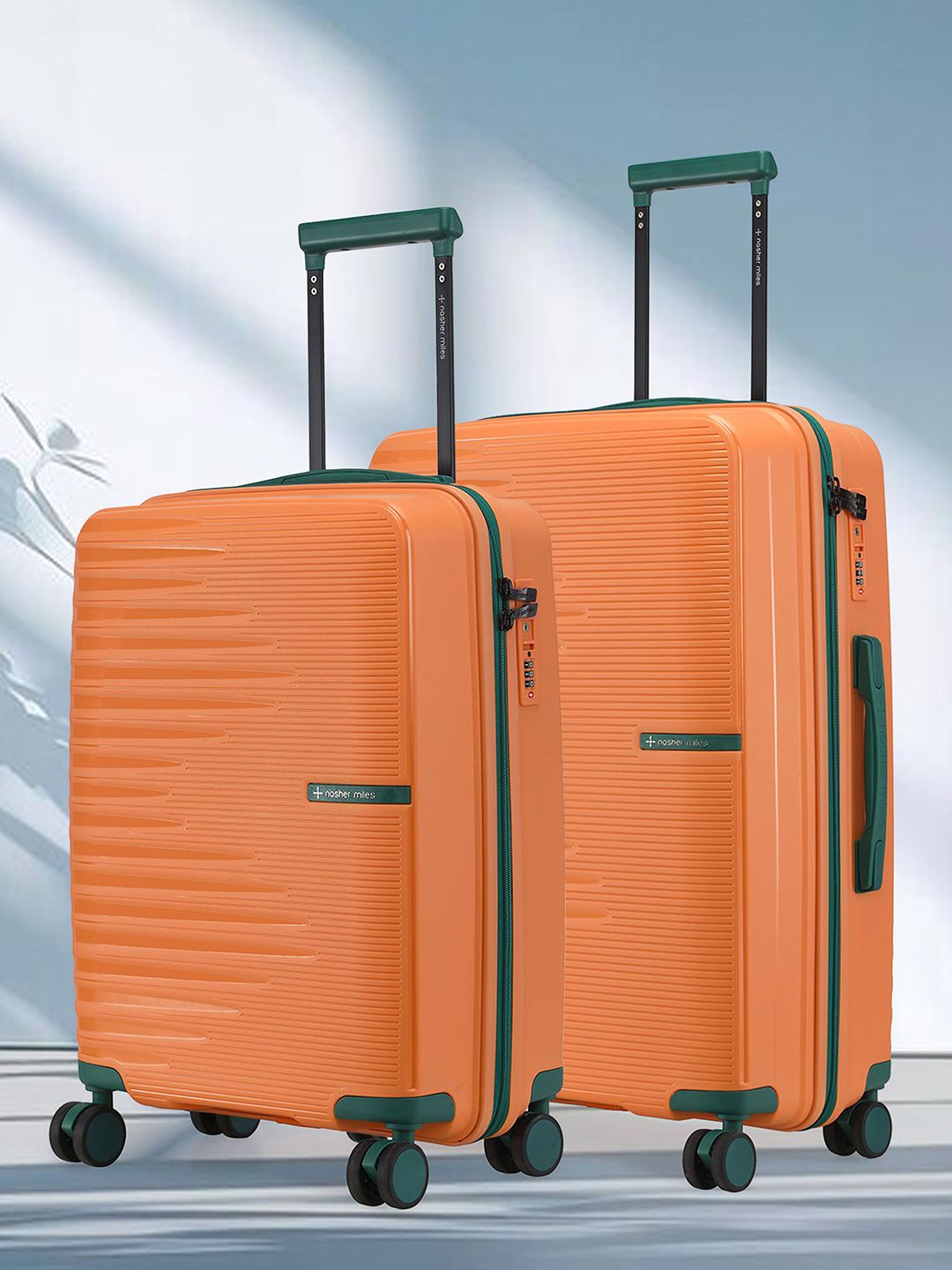 Nasher Miles Havelock Polypropylene TSA Lock Set of 2 S/M Orange Trolley Bags (55-65 cm)-picture-20