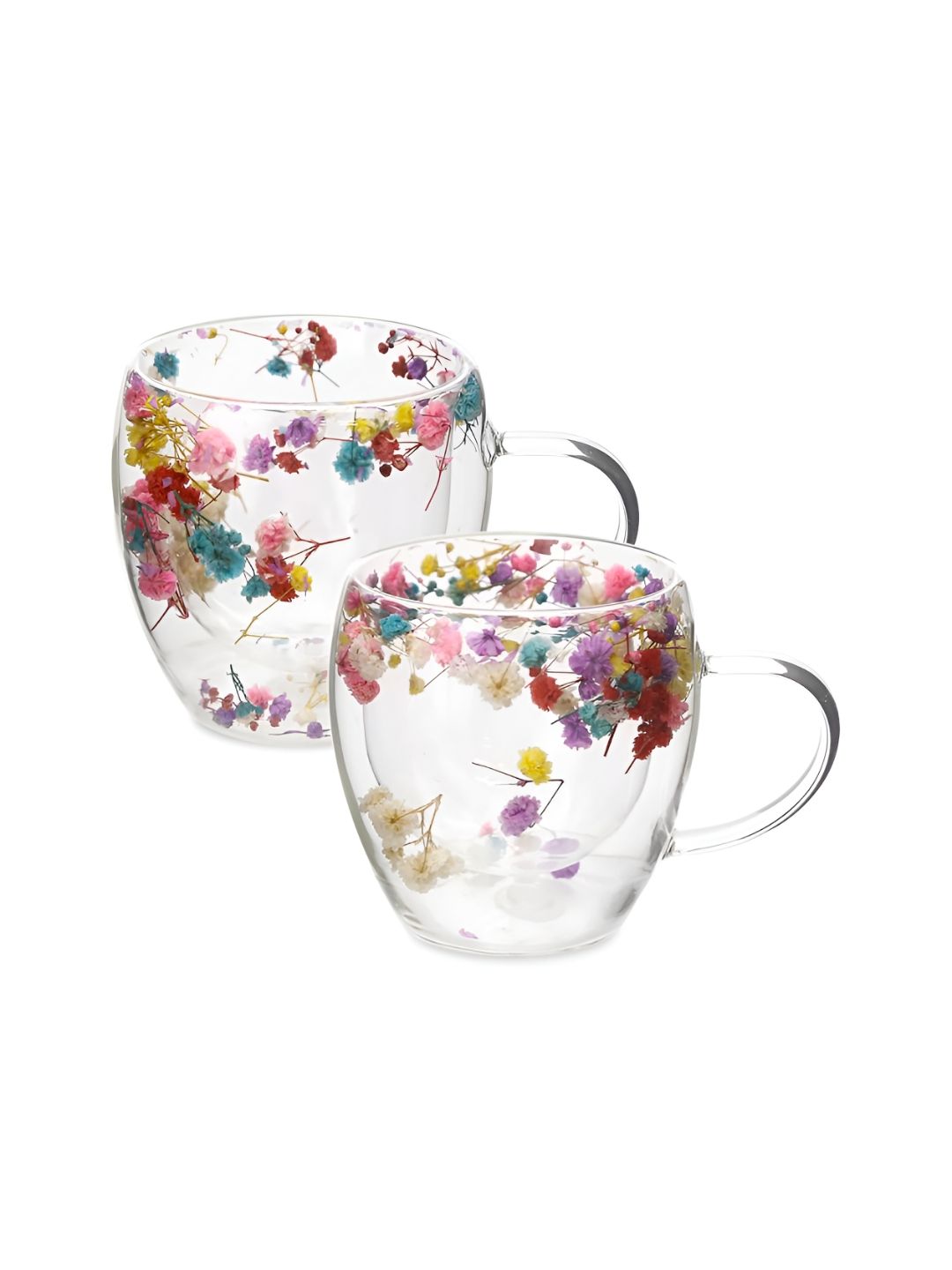 MARKQUES Transparent Floral Borosilicate Glass Transparent Mugs Set of Cups and Mugs 250ML-picture-32