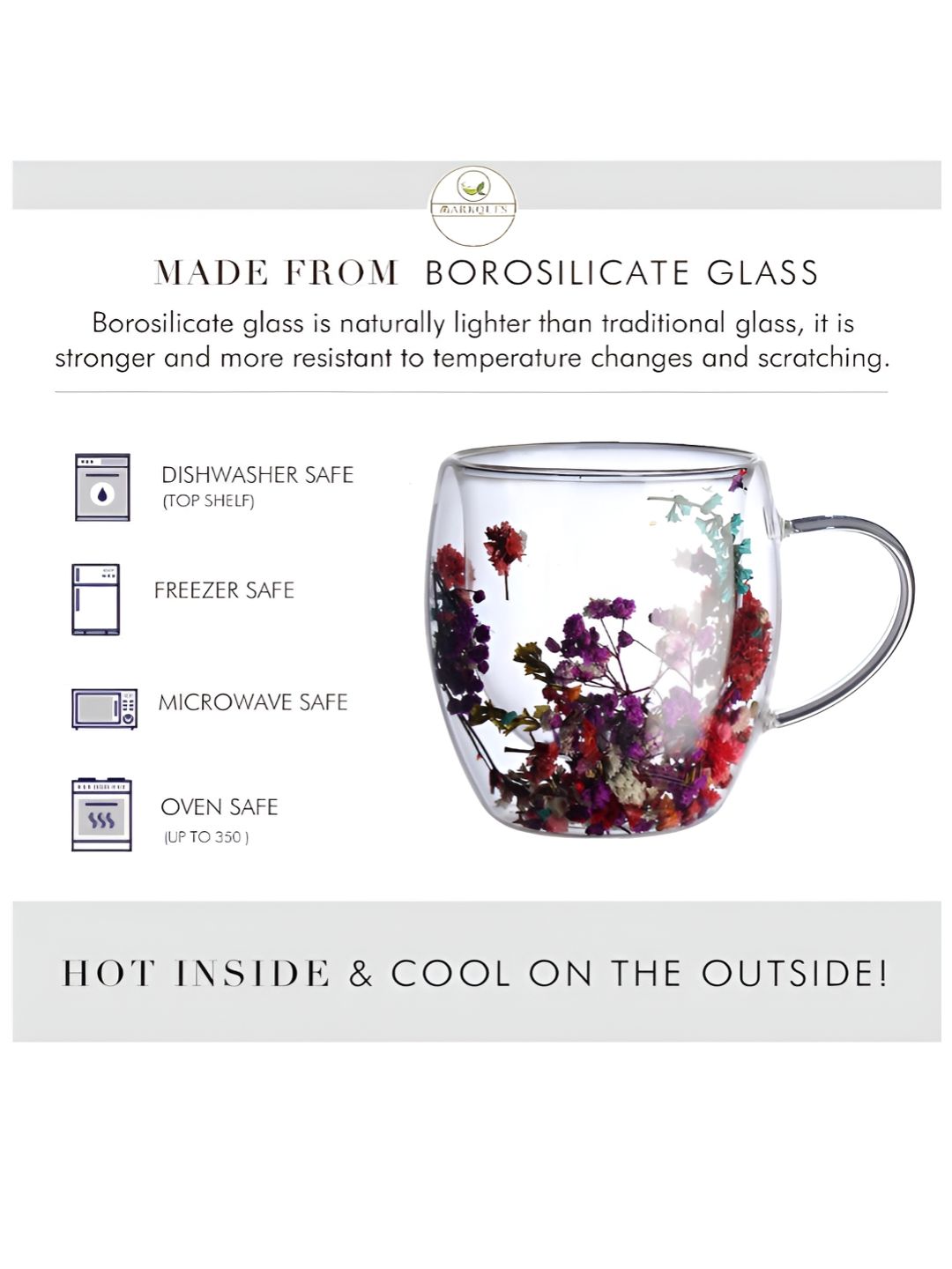MARKQUES Set of 2 Transparent & Multicoloured Natural Elements Borosilicate Glass Mug-picture-3