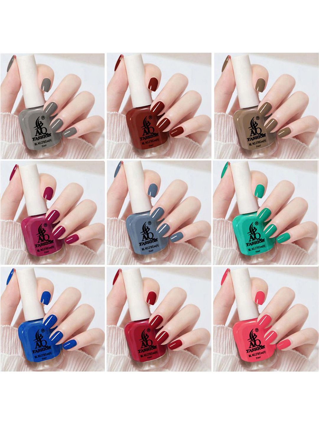 AQ FASHION Set Of 9 Glossy Long Lasting Nail Polish - 7 ml Each-image-47