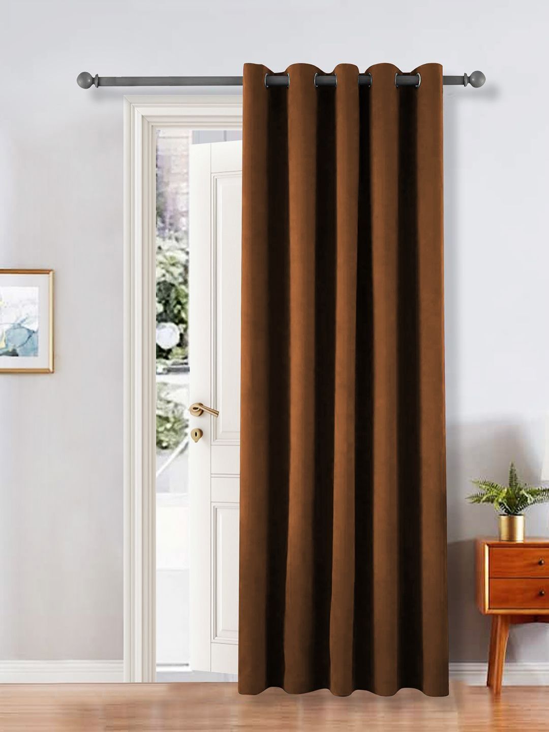 THE CONVERSION Brown Room Darkening Long Door Curtain-image-10