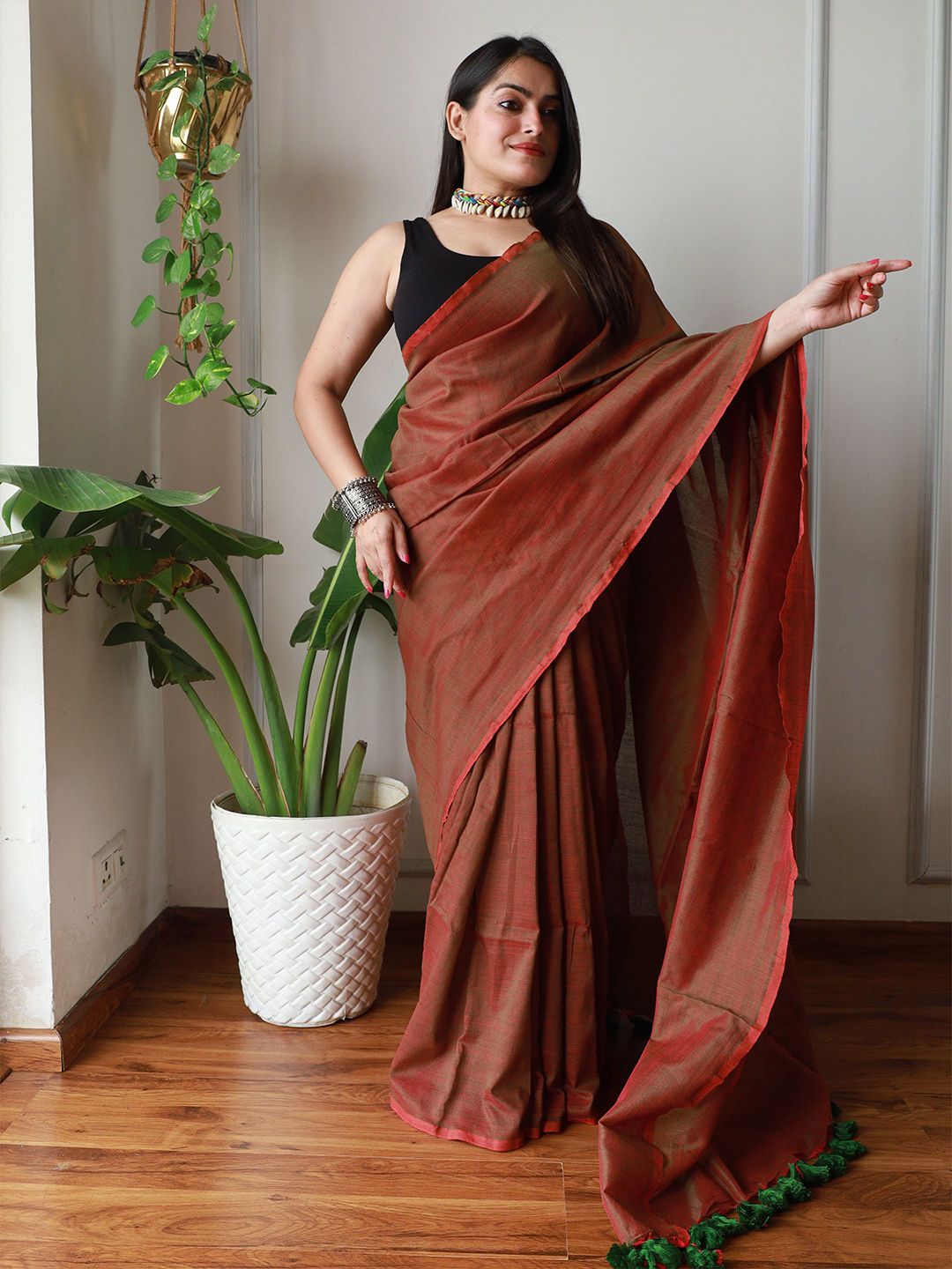 Anouk Pure Cotton Khadi Saree