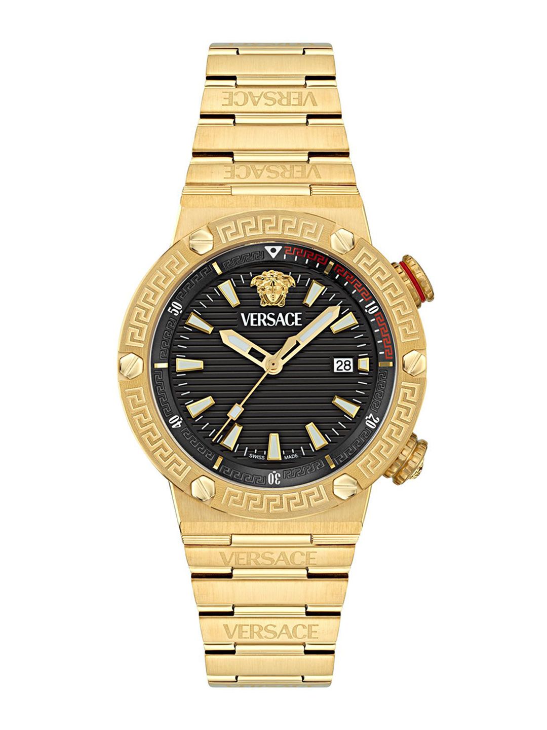 Versace Men Textured Dial & Stainless Steel Bracelet Style Straps Analogue Watch VE8G00624-picture-29