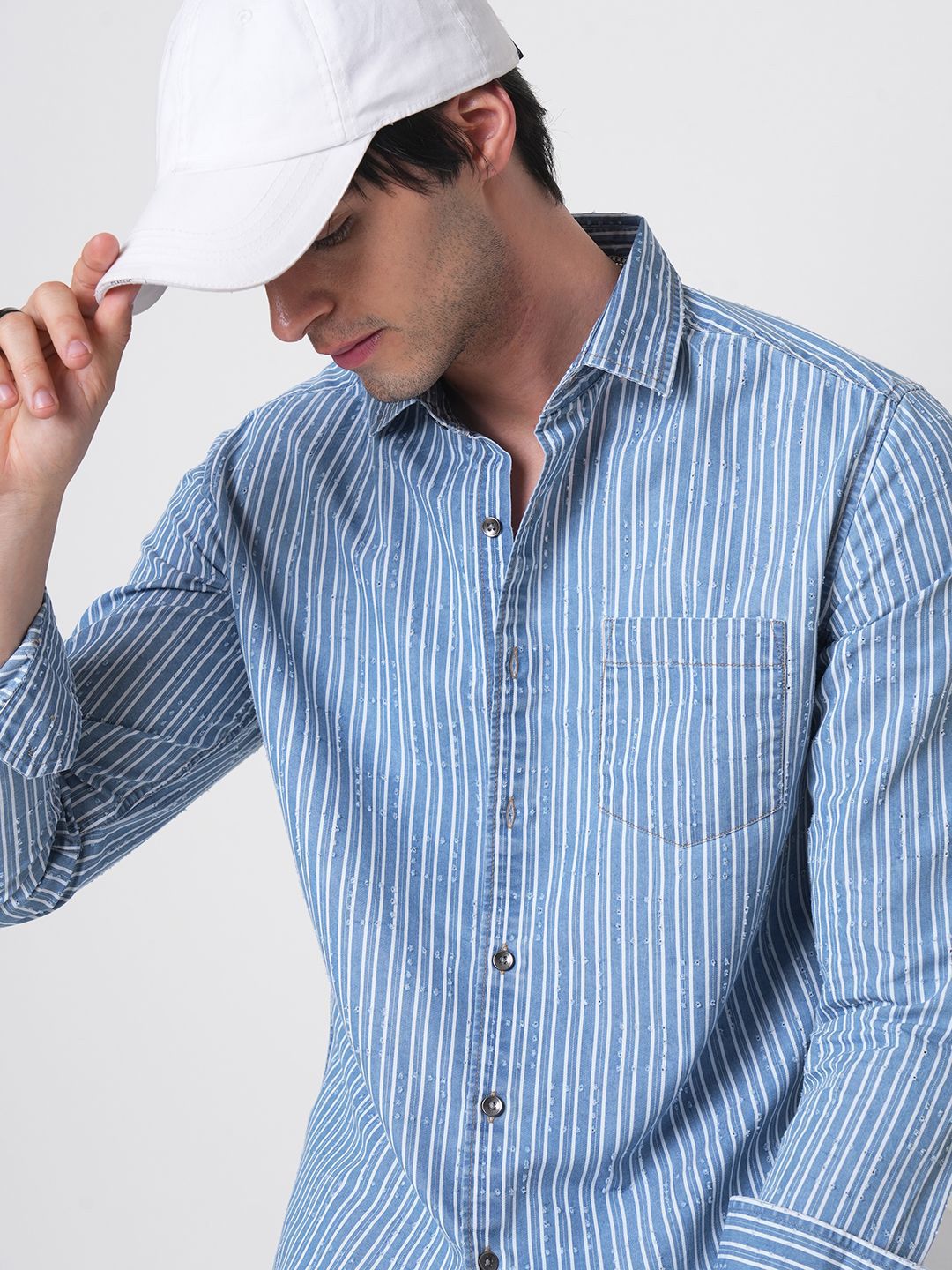 VASTRADO Men Classic Spread Collar Vertical Striped Cotton Casual Shirt-picture-39