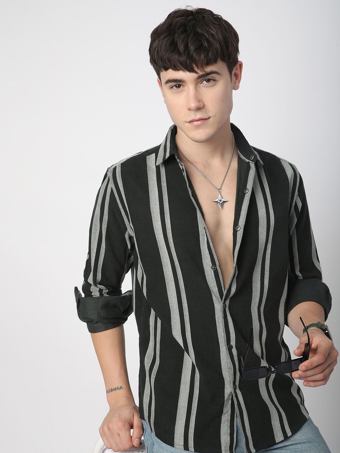 VASTRADO Men Classic Spread Collar Vertical Striped Cotton Casual Shirt-picture-32