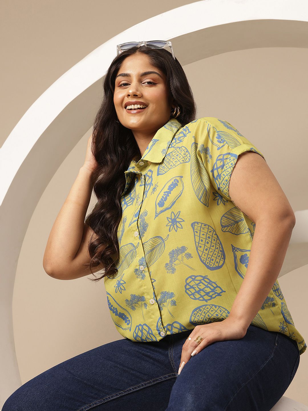 Sztori Plus size Floral Print Shirt Style Top-picture-30