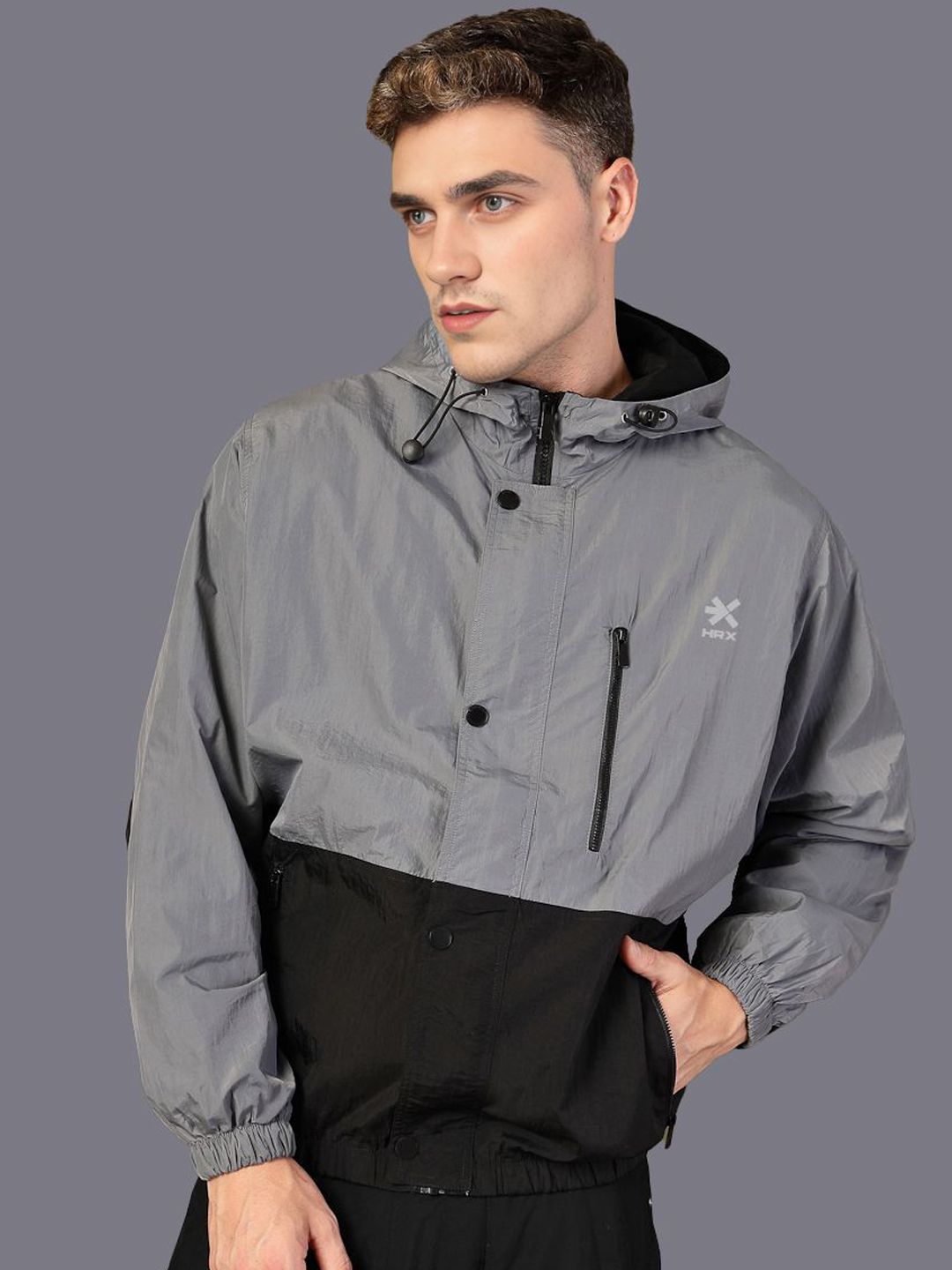HRX by Hrithik Roshan Men Hooded Colourblocked Casual Windcheater Sporty Jacket-picture-39
