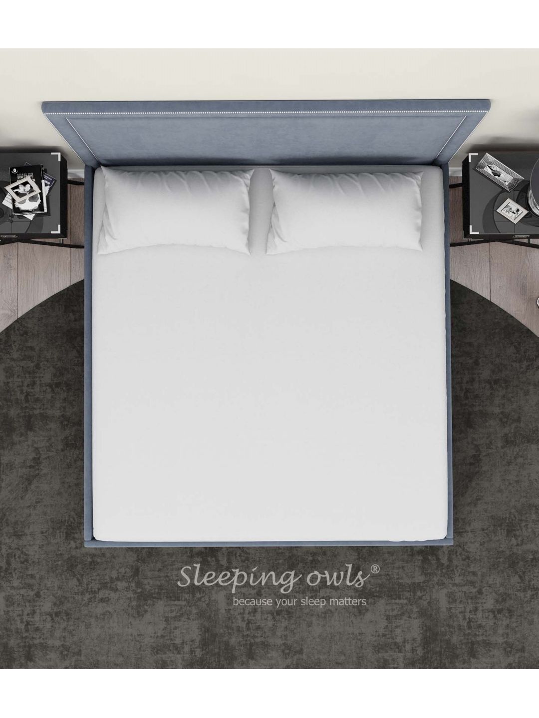 Sleeping Owls- because your sleep matters White 300 TC King Bedsheet with 2 Pillow Covers-picture-24