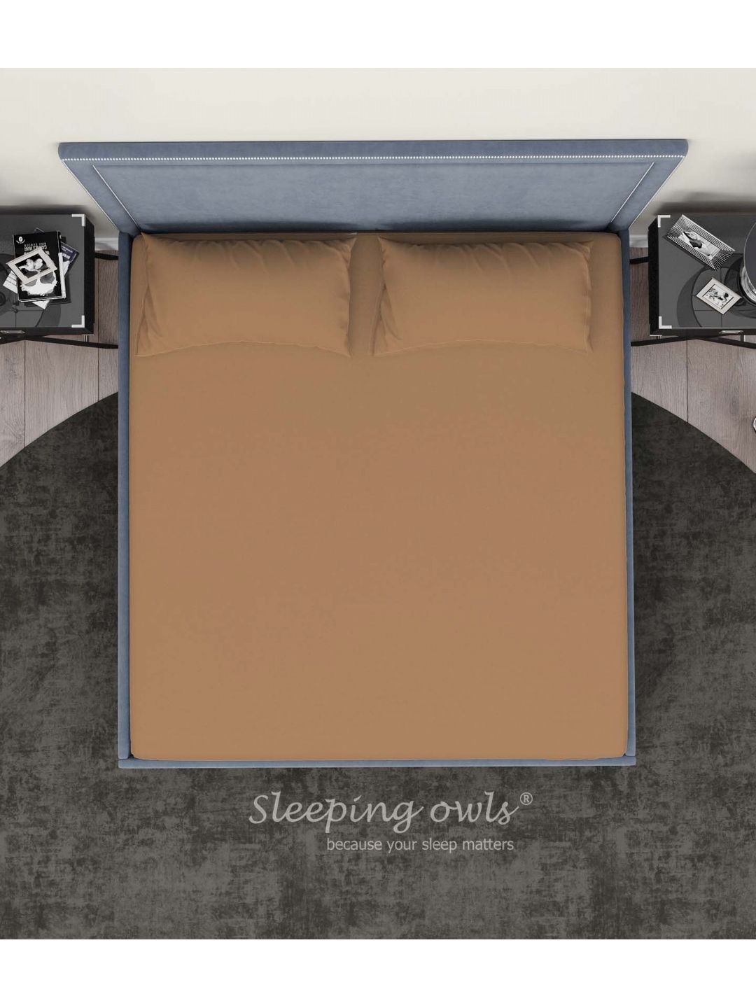 Sleeping Owls- because your sleep matters Brown 300 TC King Bedsheet with 2 Pillow Covers-picture-37