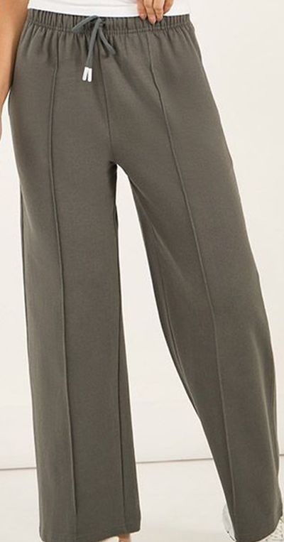 Buy Styli Women High Rise Solid Wide Leg Jogger - Track Pants for Women ...