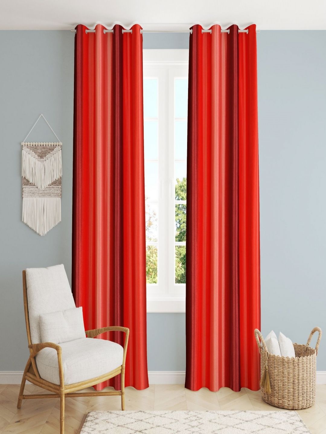Aura Maroon 2 Pieces Room Darkening Window Curtain-picture-19