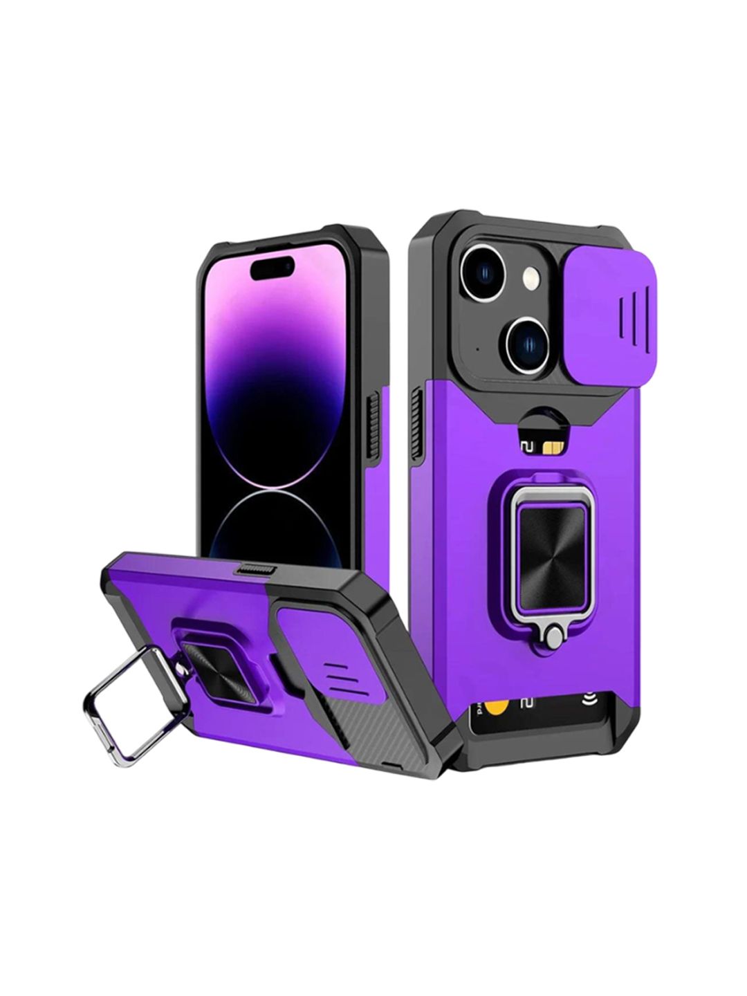 Luxury Kase LK177 Camera Slide Protection Ring Magnetic Kickstand iPhone 14 Plus Back Case-picture-22
