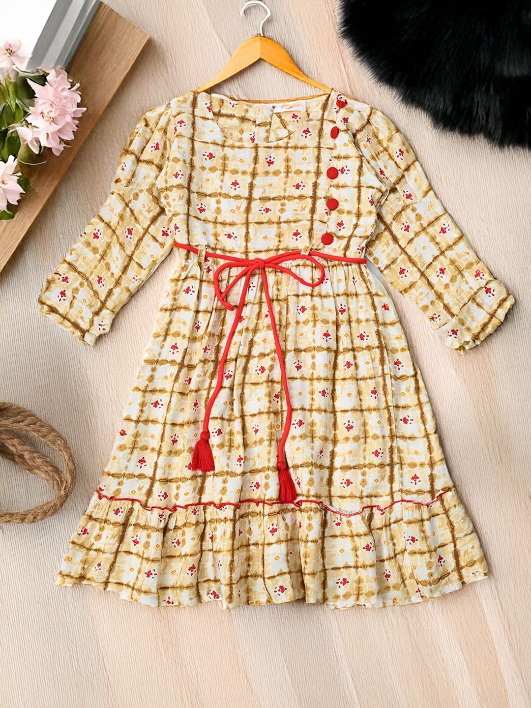 Bella Moda Girls Printed Cotton Fit & Flare Dress-picture-44