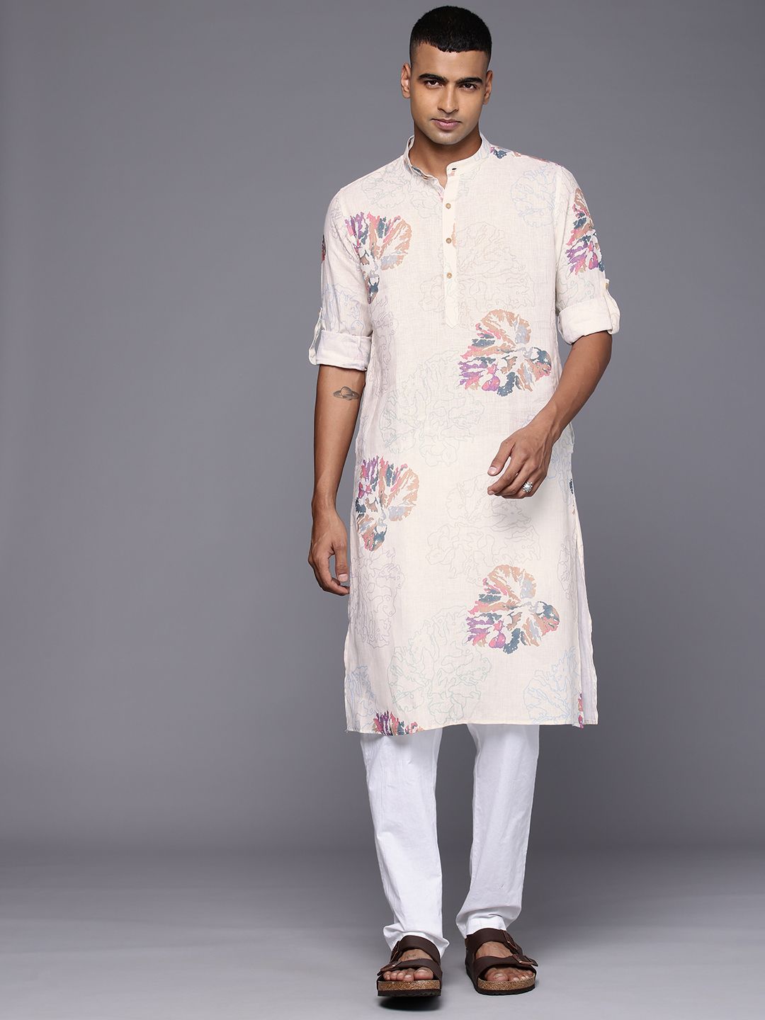 Patrah Pure Linen Printed Kurta-picture-20