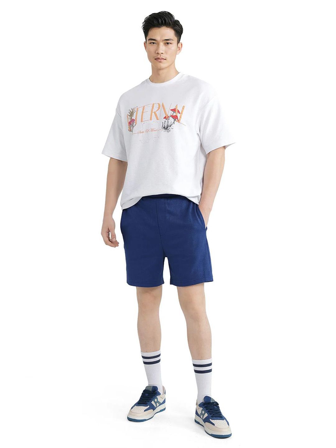 RARE RABBIT Men Kelor Primary Blue Mid-Rise Regular Fit Cotton Shorts-picture-26