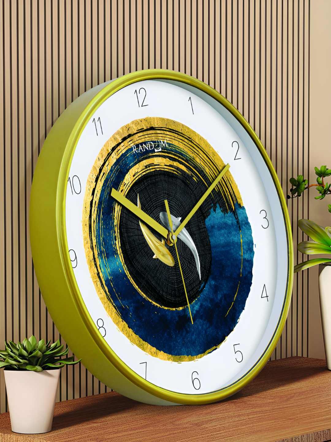 RANDOM Green & White Printed Contemporary Wall Clock