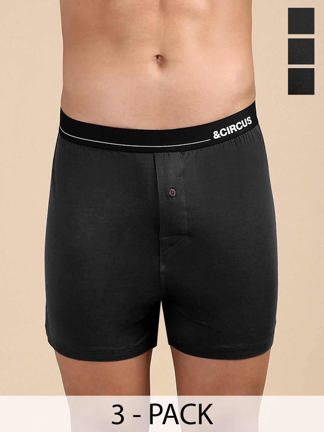 &CIRCUS Men Pack Of 3 Boxers BXPS_3PK_ON_ON_ON-Onyx,Onyx,Onyx-image-43