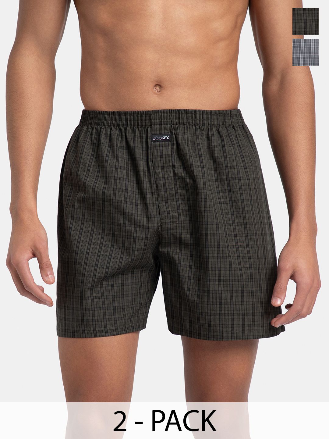 Jockey Pack of 2 Super Combed Mercerized Cotton Woven Checkered Boxer Shorts with Side Pocket - 1223-picture-41