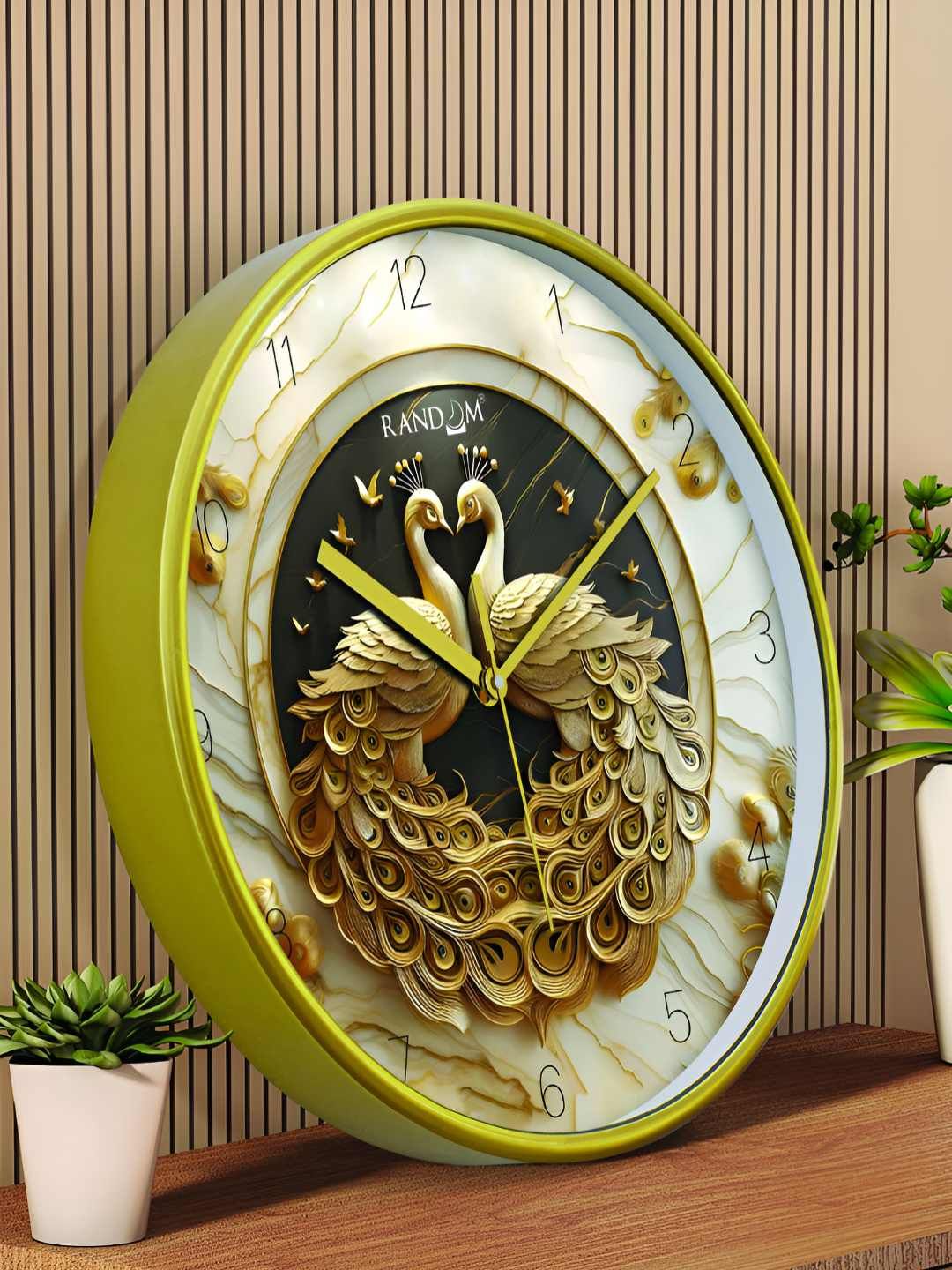 RANDOM Green & White Printed Round Shaped Contemporary Analogue Wall Clock-picture-32