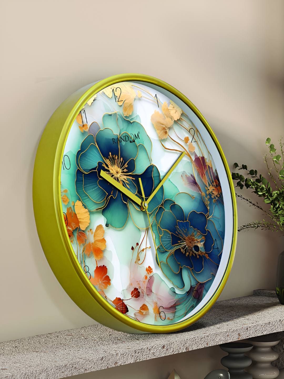 RANDOM Green & White Printed Contemporary Wall Clock