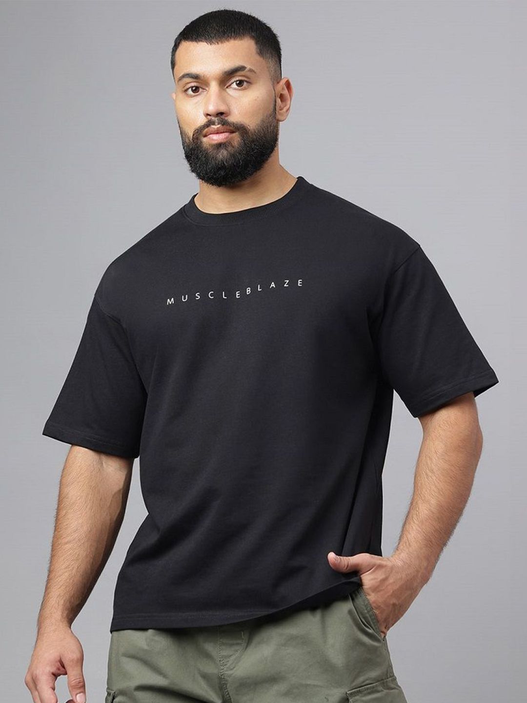 MuscleBlaze Unisex Typography Printed Round Neck Cotton Relaxed Fit T-shirt-picture-40