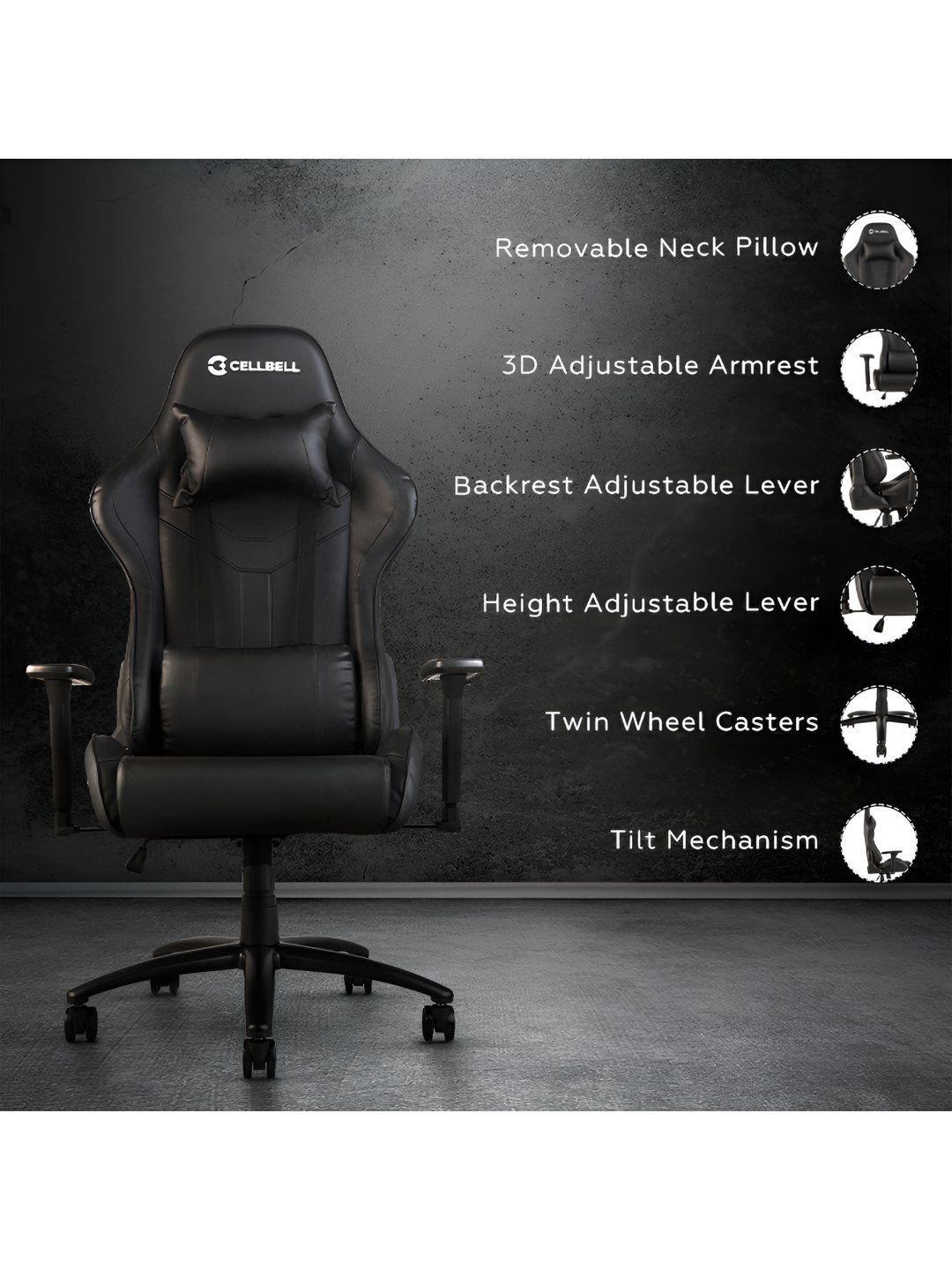 CELLBELL GC02 Black Transformer Series Gaming Chair-picture-42
