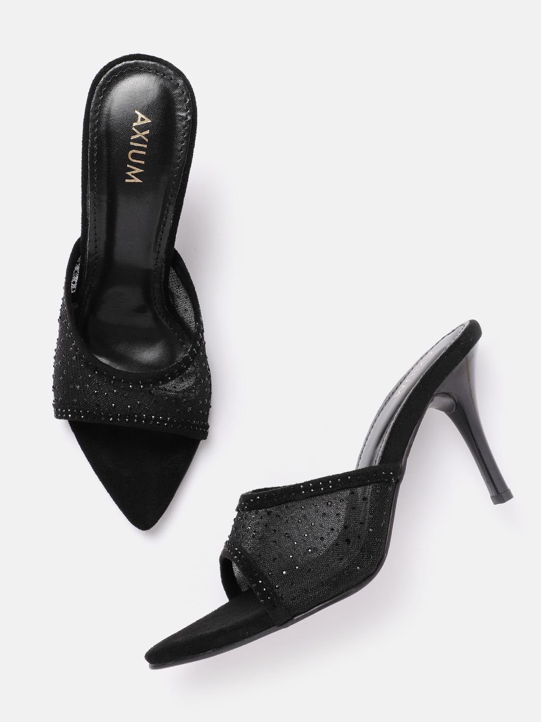 AXIUM Embellished Suede Ethnic Stiletto Sandals