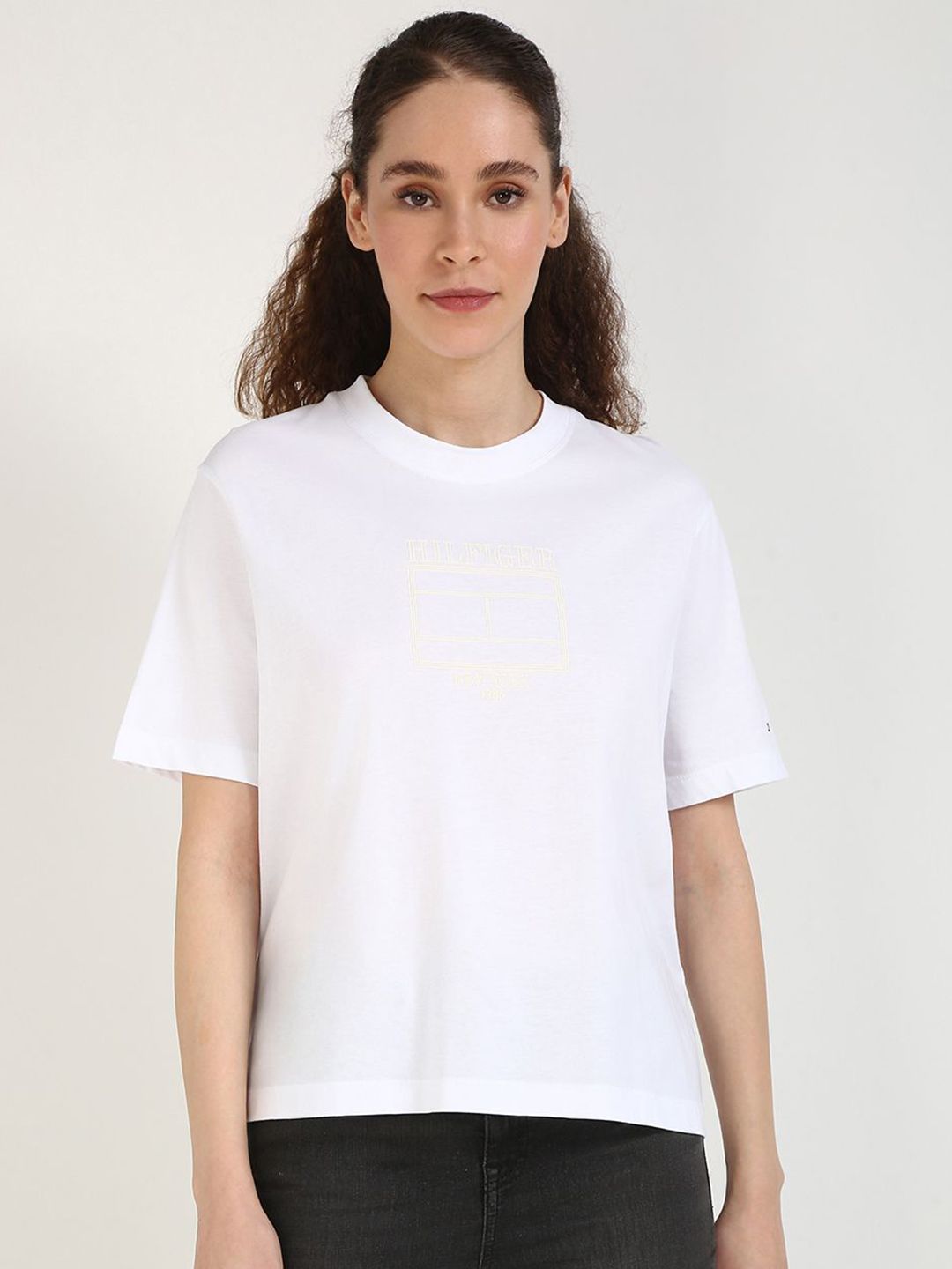 Tommy Hilfiger Women Solid Round Neck Cotton Relaxed Fit T-shirt-picture-24