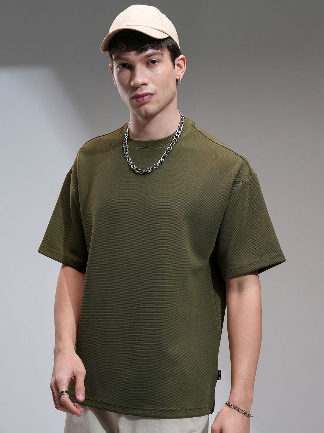 HIGHLANDER Men Solid Round NeckRelaxed Fit T-shirt-picture-36