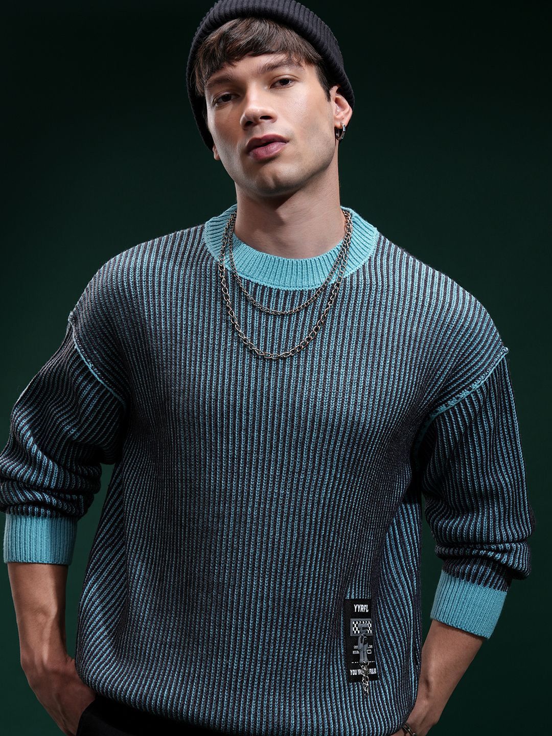 HIGHLANDER Men Self Design Round Neck Pullover-image-9